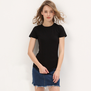 เสื้อยืดผู้หญิงคอโอ แขนสั้น ผ้าฝ้าย 100% 180 GSM ดีไซน์เนอร์ สำหรับผู้หญิง รับผลิตตามแบบ (OEM) พิมพ์โลโก้ตามสั่ง เสื้อถักสำหรับฤดูร้อน - Product Image 2