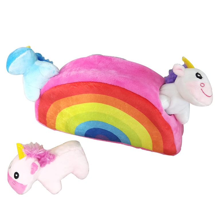 Игрушки-пищалки для собак, прочная Интерактивная плюшевая игрушка-головоломка в виде единорога для собак