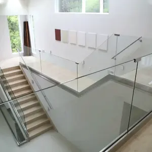 Safety Toughened Stair Hand Frameless Glass Factory Construction Building Tempered Staircase Railing Glass for Indoor