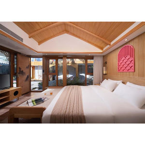 Ensemble de meubles de chambre <span class=keywords><strong>d</strong></span>'hôtel personnalisé XINSHIYI avec lit double et ottoman pour appartement, en contreplaqué avec placage, pieds en bois massif - Product Image 1