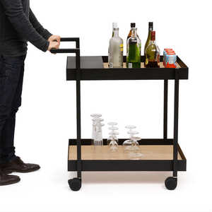 รถเข็น<span class=keywords><strong>2</strong></span>ชั้นสำหรับใช้ในร้านอาหารรถเข็นสำหรับเสิร์ฟไวน์และเครื่องดื่มไวน์รถเข็นทำจากโลหะทำจากไม้ - Product Image 2