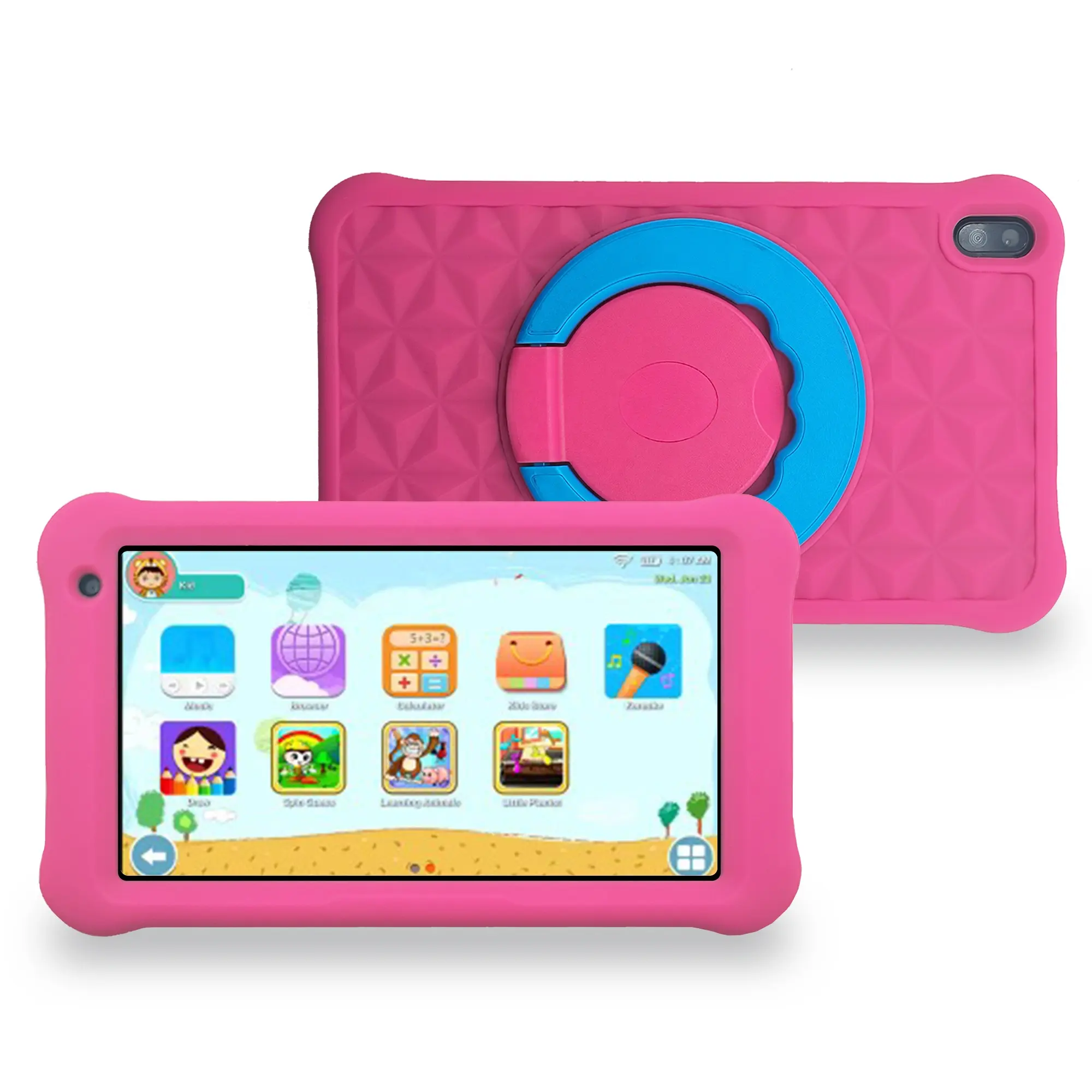 Tablet 7 inci 32GB Google Play Android untuk anak, Tablet pendidikan anak pra-instal dengan kamera WiFi