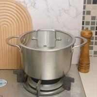 Casserole en acier inoxydable de haute qualité Zhenneng, marmite à soupe, marmite à fond épais, grande capacité 20 cm avec couvercle en verre pour restaurant