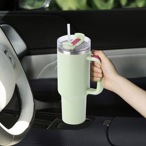 Custom Logo 40oz Double Wall Vacuum Insulated Stainless Steel Travel Coffee Mug Handle Straw Custom Color Silk Screen Printing - Product Image 6