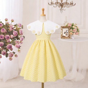 <span class=keywords><strong>Robe</strong></span> d'été pour petites filles, sans manches, jaune, à fleurs, jacquard, col blanc, <span class=keywords><strong>robe</strong></span> décontractée - Product Image 1
