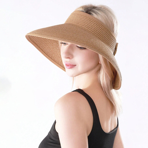 Cappello da spiaggia estivo da donna a tesa larga arrotolabile protezione ultravioletta materiale in carta naturale per erba pieghevole da viaggio visiera per la pesca - Product Image 6