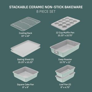 Stackable <span class=keywords><strong>Bakeware</strong></span> <span class=keywords><strong>Set</strong></span> Không Dính Nướng Chảo Nướng Bánh Tấm Với Làm Mát Giá Vuông Nướng Chảo <span class=keywords><strong>Set</strong></span> - Product Image 2