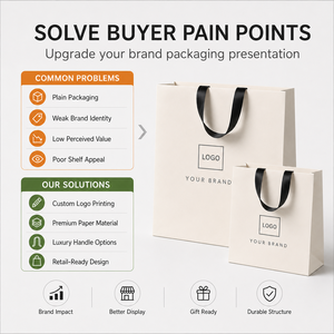 Borsa Shopper <span class=keywords><strong>di</strong></span> Lusso in <span class=keywords><strong>Carta</strong></span> con Stampa Logo Personalizzato per Cosmetici, Abbigliamento, Scarpe e Regali, Sacchetto per Boutique con Manico in Nastro - Product Image 3