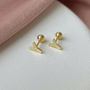 Dylam Initial Alphabet A-Z Screw Pin Fashionable Hot Selling Popular Sterling Silver 925 High Quality Elegant Screw <b>Back</b> <b>Earring</b> - Product Image 5