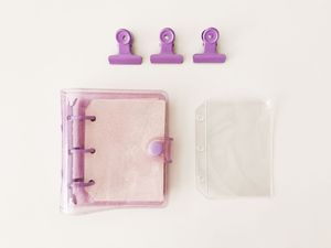 Mini Carpeta de presupuesto de 3 agujeros A8, cubierta de carpeta de hojas sueltas, cuaderno de bolsillo bonito, carpeta de anillos transparentes con purpurina, agenda de diario - Product Image 6