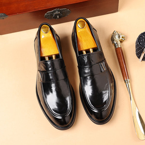 New Genuine Leather Business Casual Men's Shoes - Leather <b>Pointed</b>-<b>toe</b> Business Formal Shoes - Men's Fashionable One-piece Shoe - Product Image 4
