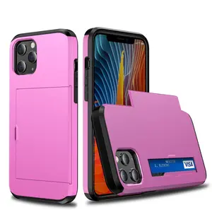 Luxus-Schiebe abdeckung Kreditkarte einlegen Zwei in einem Anti-Fall-Leder für Iphone 13 12 11 Pro Max Handy-Zubehör