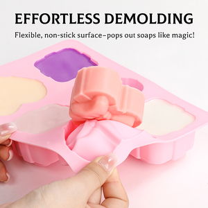 Stampi per Sapone Fatti a Mano in <span class=keywords><strong>Silicone</strong></span> SILIKOLOVE Factory, Antiaderenti, Senza BPA, Certificati LFGB Platinum, a 6 Cavità, con Forme Miste Rettangolo e <span class=keywords><strong>Cuore</strong></span> - Product Image 4