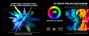 Nueva Pantalla de Proyección Wupro Fresnel de 100 Pulgadas con Marco Fijo, ALR UST, Alta Ganancia, PET Crystal, para Proyector Láser, Peacock-100 - Product Image 5
