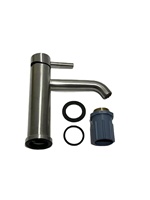 Robinet de cuisine contemporain en acier inoxydable 304 noir poli, monocommande, monotrou, à poser sur comptoir, mitigeur eau chaude et froide, céramique