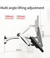 Support de bras de moniteur unique blanc réglable Angle d'inclinaison de 90 degrés Nouveau support d'ordinateur à ressort à gaz avec bras oscillant