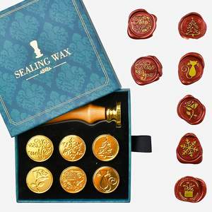 Set confezione regalo timbro sigillo di cera espressioni personalizzate serie benedizione Logo Kit timbro cera per carte buste regalo - Product Image 1