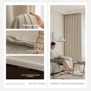 Pháp kem phong cách Chenille rèm cửa đầy đủ màn cho phòng khách phòng ngủ tùy chỉnh cho cửa sổ bay toàn bộ nhà valances - Product Image 6