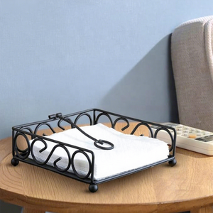 <b>Black</b> Metal Napkin Holder with Weighted Arm Decorative Tabletop <b>Paper</b> Napkin Organizer for Kitchen Dining Table Restaurant Cafe - Product Image 5