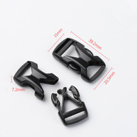 Insert en plastique J1300-15 boucle de sangle intérieure pour bagages 15mm côté dégagement rapide sangle en plastique noir boucle réglable pour sac