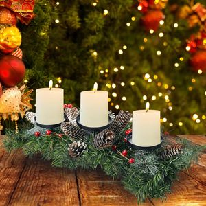 Pièce maîtresse <span class=keywords><strong>de</strong></span> noël décoration <span class=keywords><strong>de</strong></span> table 3 chandelier baies rouges pommes <span class=keywords><strong>de</strong></span> <span class=keywords><strong>pin</strong></span> table artificielle guirlande <span class=keywords><strong>de</strong></span> noël bougeoir - Product Image 3