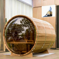 Inframerah kering luar ruangan kayu padat 10 3 2 orang, ruang Sauna dengan jendela Transom desain Modern terapi cahaya merah perawatan uap