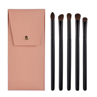 Ensemble de pinceaux pour fard à paupières en crin de cheval Pinceaux de maquillage pour les yeux en poils d'animaux Ensemble de pinceaux pour ombre à nez Offre Spéciale 5 pièces Sac de fond de teint Opp