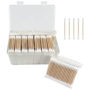 Hisopos de algodón Bonson de 7.5 cm con palo de bambú doble redondo desechables para limpieza de oídos y ojos - Product Image 1