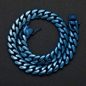 <span class=keywords><strong>2025</strong></span> perhiasan Fashion desain baru 14mm baja tahan karat pria biru Kuba rantai kalung gelang Hip Hop perhiasan - Product Image 2