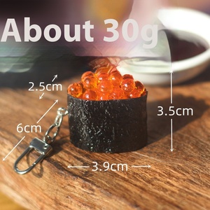 Japonés creativo Metal pequeño pez huevas Sushi llavero simulado comida bolsa colgante decoración regalo llavero - Product Image 6