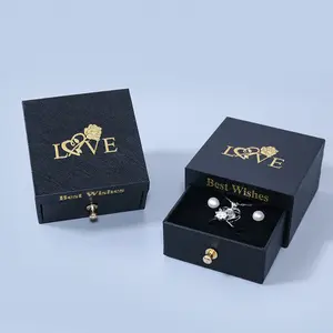 Customized wholesale ring ornament box necklace ear stud bracelet couple style pair ring drawer type paper gift box packaging