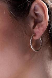 New 14K <b>Gold</b> Hoop <b>Earrings</b> 2.70 Carat <b>Emerald</b>-Cut Lab-Grown Diamonds - Product Image 4