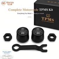 Sensor Tekanan Ban TPMS BLE TPMS Sepeda Motor 116Psi Aplikasi Android IOS Tahan Air IP67 100+ Model Sensor Tpms Universal CE FCC