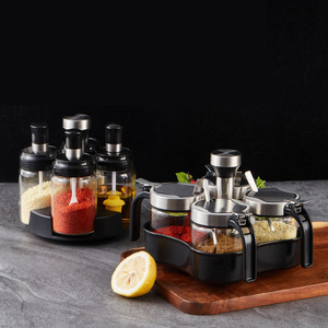 Tour de rangement rotative pour épices, support de comptoir tournant pour condiments avec bocaux en verre - Product Image 6