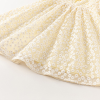 Robe de princesse pour enfants DB2240340 DAVE BELLA, robe de fête en maille jaune, design mignon et doux, mode estivale pour filles