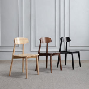 Silla de Comedor de Madera Maciza de Estilo Europeo, Diseño Moderno, Asiento Acolchado de Cuero Resistente, Acabado en Nogal, para Exteriores, Villas y Hoteles - Product Image 2