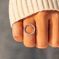 VEWANT Bague Cercle Ouvert Creux en Argent Sterling S925 Plaqué Or Rose 18K et Rhodium, Bijoux Fins en Gros