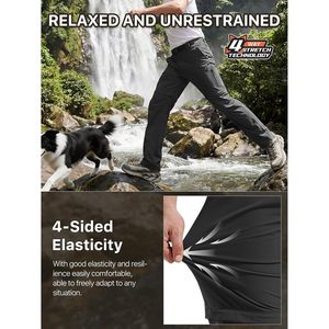Pantalon de randonnée convertible pour homme, léger, à séchage rapide, avec fermeture éclair, pour la pêche, avec ceinture, noir, 40W - Product Image 5