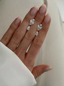 Elegantes Pendientes de Diamantes Cultivados en Laboratorio con Corte de Pera en Forma de Lágrima, Joyería Nupcial Personalizada para Mujer - Product Image 2