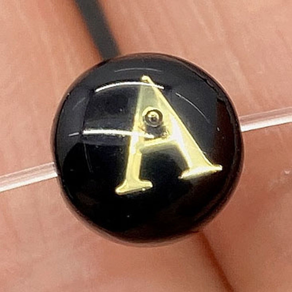 Cheriswelry 26Pcs Glass Letter Beads – Black & Gold Alphabet Spacer Beads For DIY Jewelry Making
