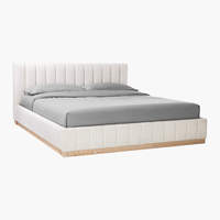 Ensembles de meubles de chambre modernes, base en bois blanc, tissu rembourré, lit king-size ou queen-size pour la maison ou l'hôtel