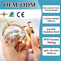 Bracelet Coulissant à Breloque Lettre Personnalisée Nom DIY, Bijou de Mode Initiale en Or 14K/18K, Jonc en Acier Inoxydable Zircon Personnalisé pour Femme