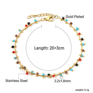 European American Style Mixed <b>Color</b> <b>Beaded</b> Anklet Zinc Alloy Women Beach Foot Ornament CA10010MG - Product Image 4