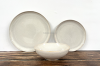 Service de table en grès céramique JW China, 18 pièces, prix usine, assiettes et bols fantaisie, glaçure réactive effet pierre, pour 6 personnes