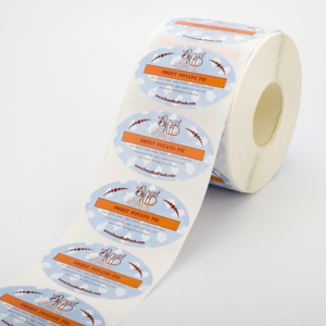 Étiquettes autocollantes rondes en papier imprimées offset durables pour emballage alimentaire de tarte aux patates douces, motif pêche rouge sucrée, 3 pouces de diamètre - Product Image 5