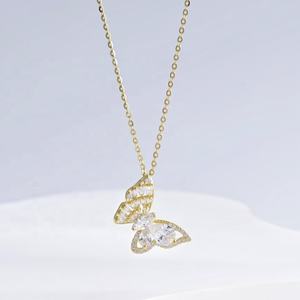 Collier rond en argent sterling 925 plaqué or 18 carats avec papillon délicat et pierre, pour filles, collection été 2026 - Product Image 5
