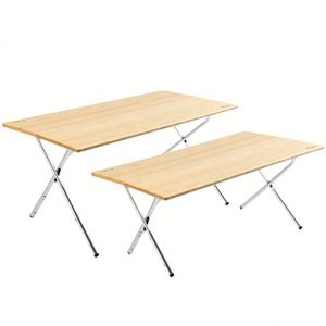 Table pliante de camping en plein air, table en bambou à hauteur réglable, bureau de jardin, table de pique-nique, table de barbecue, table de voyage en voiture - Product Image 1