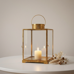 Latest Brass Antique Toughen <b>Glass</b> Candle <b>Lantern</b> for Home and Patio Tabletop Decoration - Product Image 1