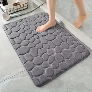 3D Non Slip Bathroom Mat Absorbent Doormat Carpet Door Floor Mats Cobblestone Embossed Bath Mats