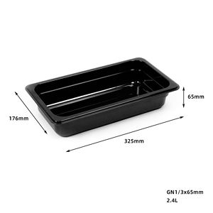 Contenedor de Alimentos de Plástico para PC, T2g NSF GN 1/3, 65 mm, 2.5 Pulgadas de Profundidad, 2.6QT, 2.4L, Negro, Bandeja GN para Catering y Fiestas - Product Image 2